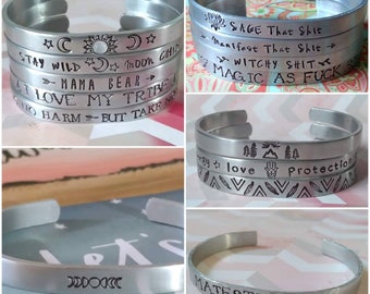 Design Your Own Hand Stamped Aluminum Cuff Bracelet, custom bracelet, personalized, children's names, gift