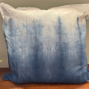 Blue Hand Dyed Ombre Japanese Shibori Pillow Cover | Indigo | Decorative Pillow Case | 20&quot; x 20&quot; | Japanese Tie Dye | Pillow Sham | Cotton