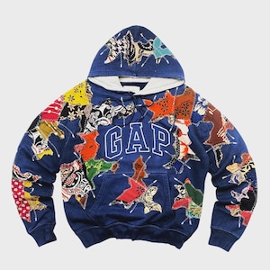 Reworked / Handmade / Unique 1 of Kind GAP Indonesian Batik Patchworks Hoodie size S
