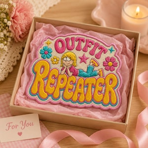 Outfit Repeater Embroidered Patch – Retro Y2K Lizzie McGuire Inspired Iron On Jacket Backpack Patch