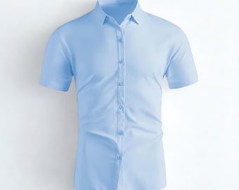 Mens Business Casual Short Sleeve Shirt Wrinkle Resistant Summer Button Up Comfortable Solid Color Office Shirt