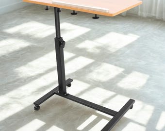 Verstelbare verrijdbare laptoptafel mobiel computerbureau 360 draaibare standaard Kantelbaar werkstation naast het bed
