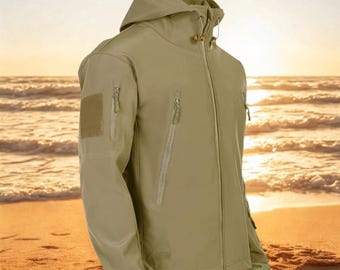 Herr Taktisk Soft Shell Jacka Vattentät Vindtät Militär Hooded Combat Coat Utomhus Shark Skin Jacket