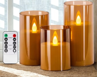 LED-flamlösa ljus med fjärrtimer akryl elektroniska ljus för jul, bröllop, heminredning