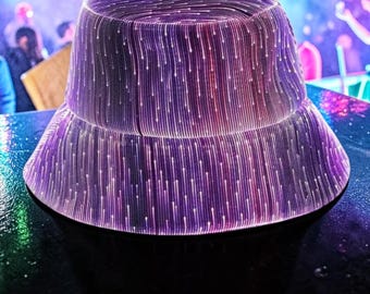 LED-glödande hinkhatt fiberoptisk cyberpunk-ljushatt flerfärgad festival rave-festhatt
