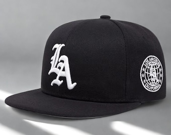 Los Angeles bestickte Baseballkappe Baumwolle flacher Krempe Hut Hip Hop Snapback Sonnenhut für Damen Herren