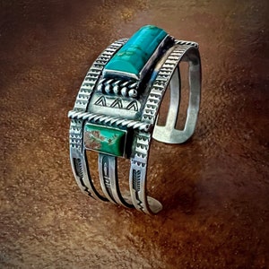 Important Vintage Zuni Native American Bellsn Turquoise Sterling Silver Bracelet Important Vintage Zuni Native American Bellsn Turquoise Sterling Silver Bracelet