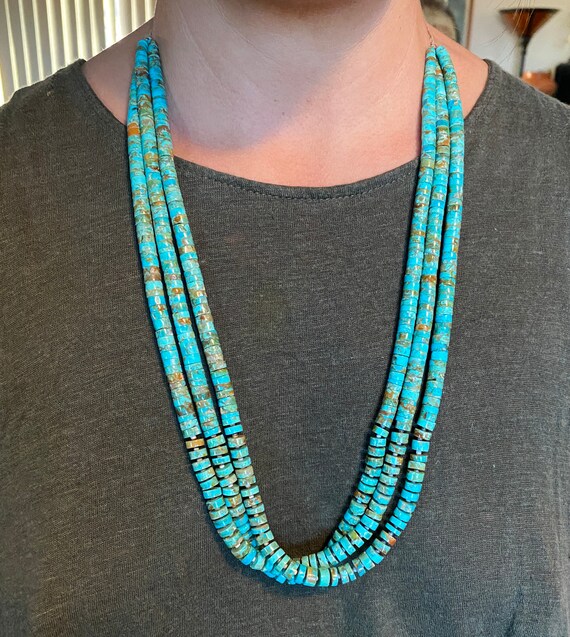 Santo Domingo Made 3 Strand Turquoise Necklace