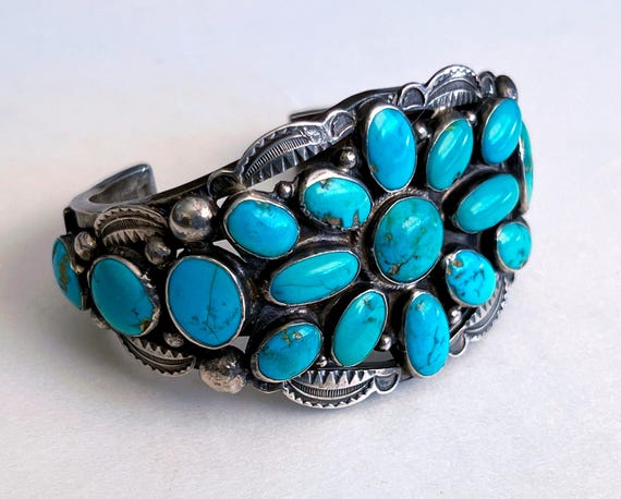 18 Stone Navajo Satellite Cluster Bracelet 1930-1940 size 6 1/2