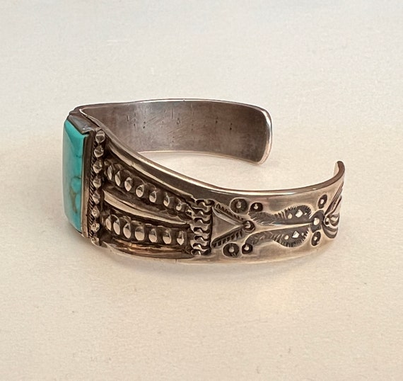 Square Stone Turquoise Navajo Cuff Bracelet - image 4