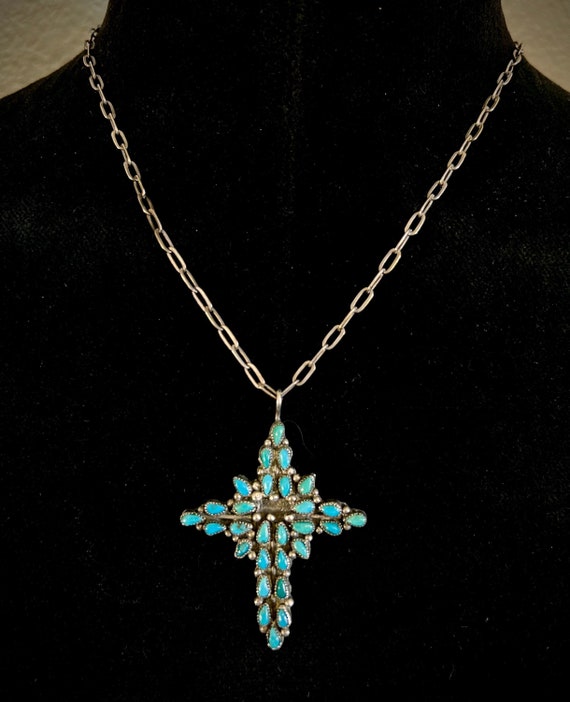 Zuni Muti-Stone Cross on Sterling Silver Chain