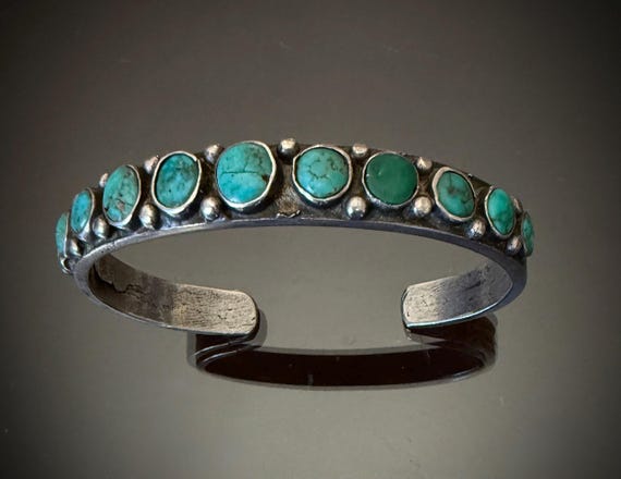 Navajo or Zuni 11 Stone Ingot Silver Bracelet Size 6 3/4