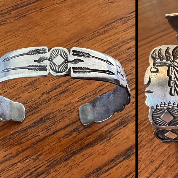 Indian Head Ingot Silver Navajo Cuff from Janet Nelson Butler Collection