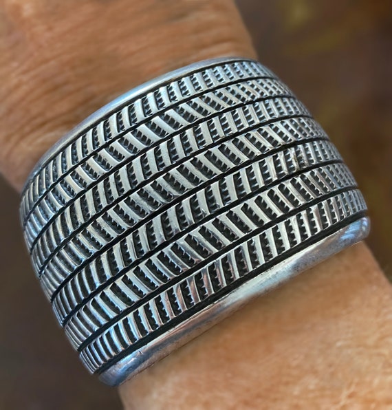 Cippy Crazyhorse Sterling Silver Wide Ingot Cuff Bracelet With Heavy Stamping