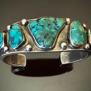 ON HOLD** Navajo Ingot Silver and Turquoise Cuff Bracelet Size 6 3/4&quot;