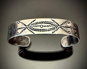Jock Favour Ingot Silver and Turquoise Native Cuff Bracelet Coin