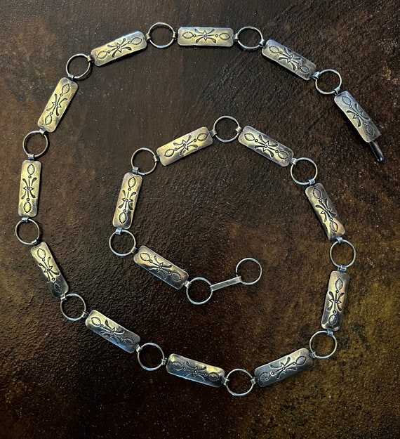 Navajo Silver Chain Link Rectangular Concho Belt c.1960