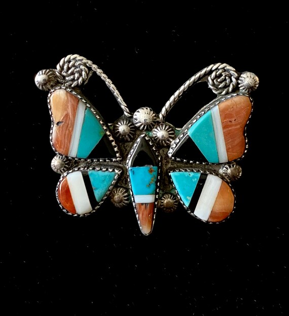 Rare Early 1900's Vintage Native American Jewelry Zuni Turquoise Sterling Silver Knifewing Pin Old Rare Early 1900's Vintage Native American Jewelry Zuni Turquoise Sterling Silver Knifewing Pin Old