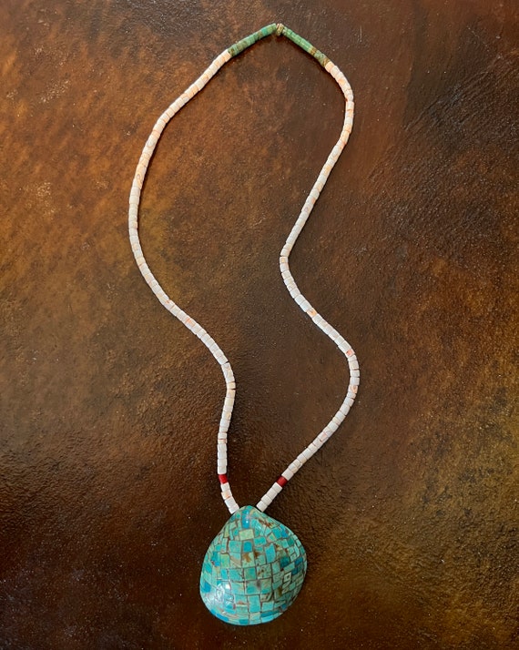 Santo Domingo Necklace with Mosaic Turquoise Shel… - image 2