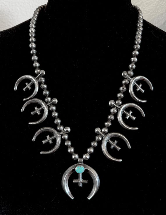 Navajo Cross Naja Squash Blossom Necklace c. 1920-30