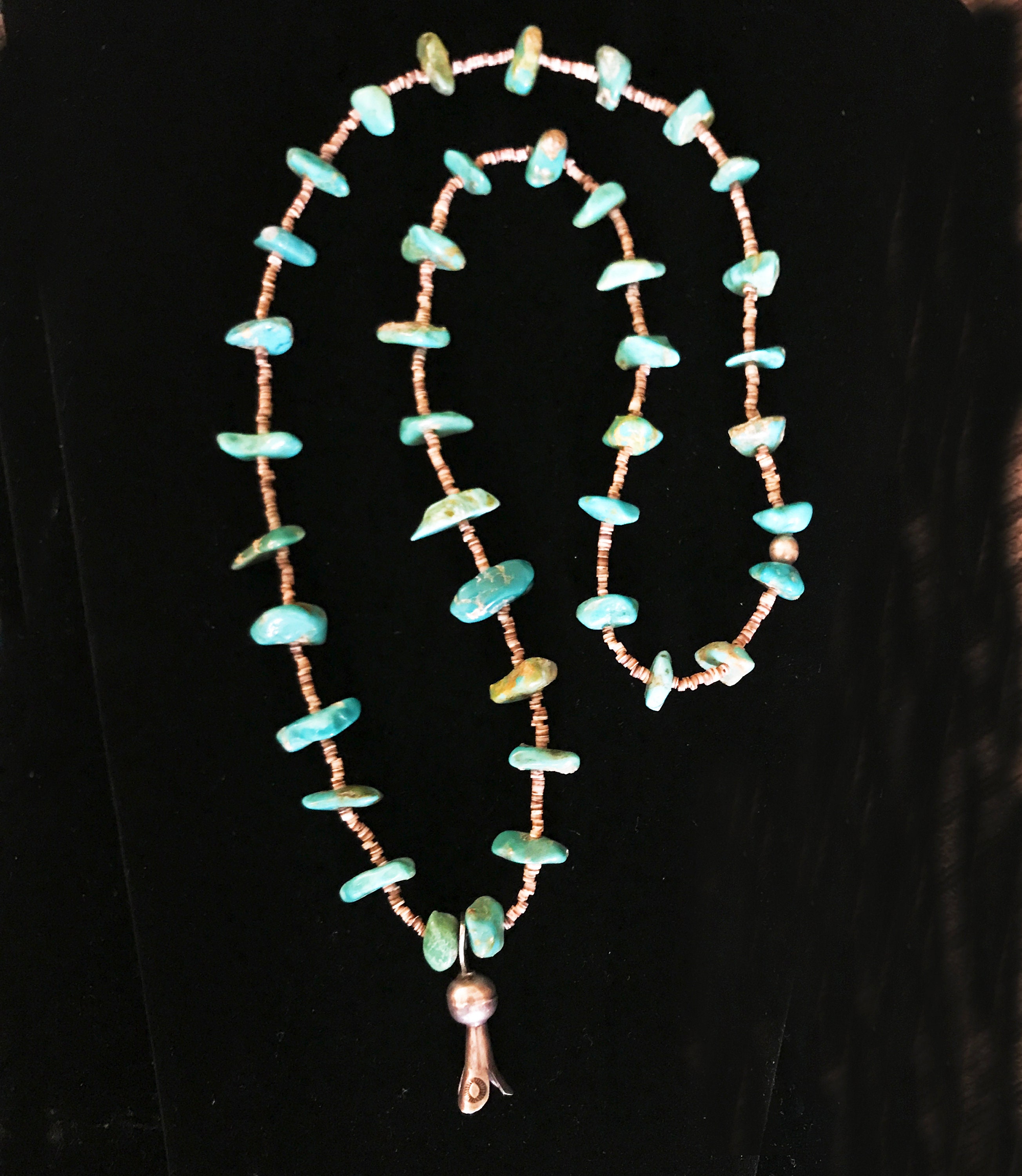 Vintage Santo Domingo Pueblo Heishi Shell and Turquoise Nugget Chunk