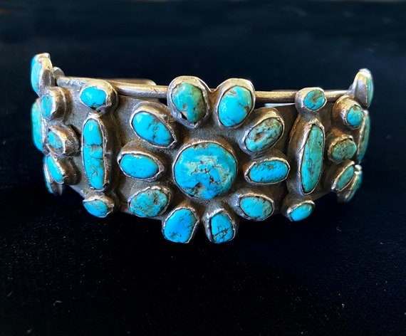 Navajo Turquoise Cluster Bracelet c. 1920