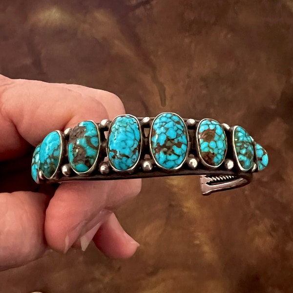 Navajo Spiderweb Turquoise Row Bracelet c.19302900 Size 6 7/8