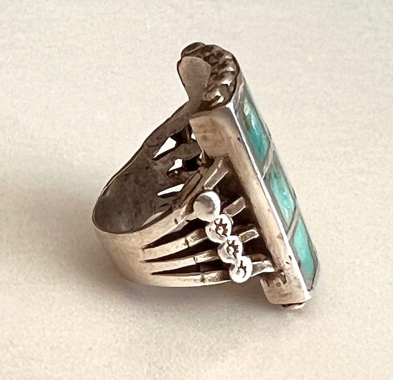 Zuni Nine Stone Turquoise Inlay Ring - image 5