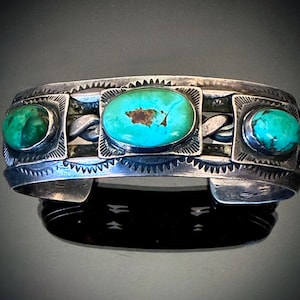 Schwere Navajo Türkis Armspange um 1920 Größe 6 3/4