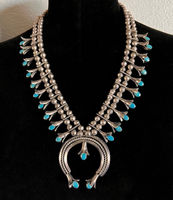 Early 1900's Vintage Navajo Bisbee Turquoise Native American Jewelry Silver Necklace Vtg Early 1900's Vintage Navajo Bisbee Turquoise Native American Jewelry Silver Necklace Vtg
