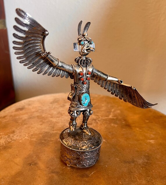 Sterling Silver Eagle Dancer Kachina by Navajo Silversmith Toby Henderson (1964 - 2019)