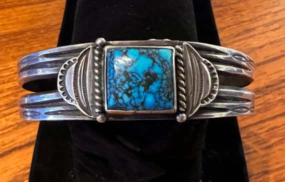 Navajo Silver and Spiderweb Turquoise Bracelet