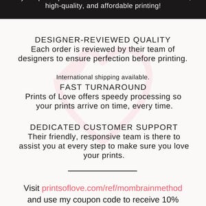 May include: An advertisement for Prints of Love, a printing service. The image displays the Prints of Love logo, a heart-shaped design, and text promoting quality, fast turnaround, and customer support. A coupon code for a discount is also included.