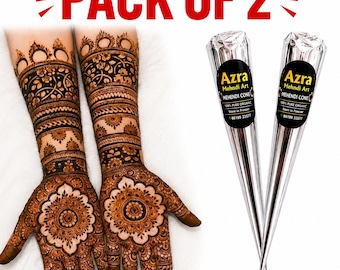 Azra Mehndi Art Henna Kegels | Pak van 2, elk 25 g, verse natuurlijke donkere vlek