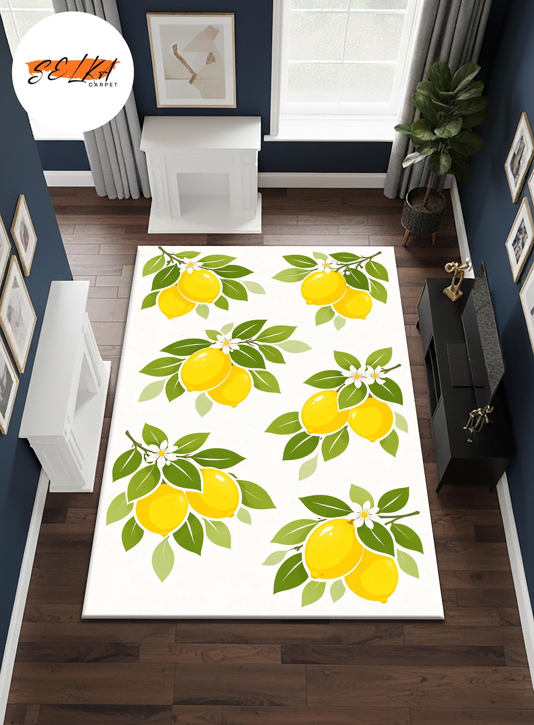 Simple Lemon Rug Lemon Rug, Citrus Kitchen Decor, Fruit Pattern Carpet, Summer Home ...