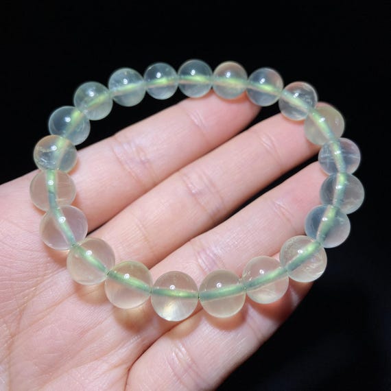 Natural Icy Prehnite Bracelet, Vibrant Willow Green Crystal Jewelry