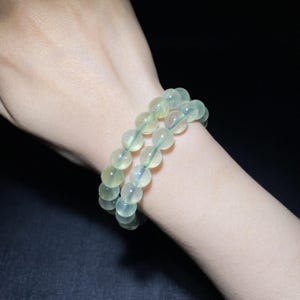 Natural Icy Prehnite Bracelet, Vibrant Willow Green Crystal Jewelry image 4