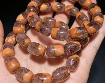 Natural Auralite 23 Barrel Bracelet, Cornucopia Phantom Crystal Jewelry
