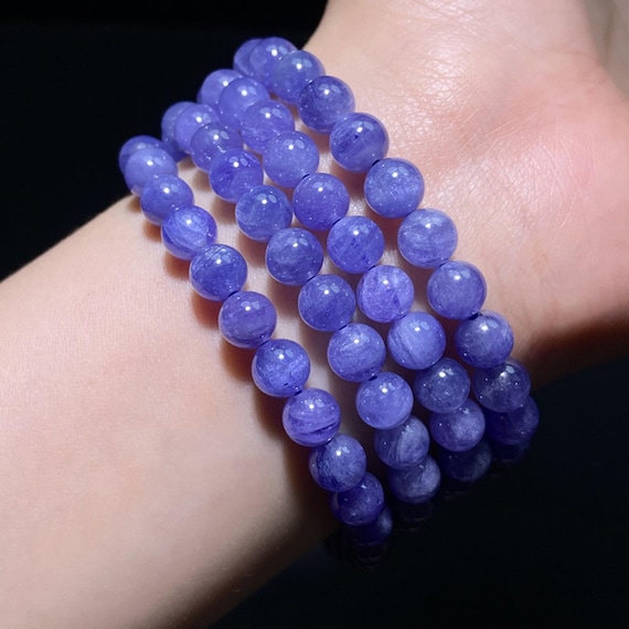 Natural Tanzanite Bracelet, Violet Blue Gemstone Beads, December Birthstone