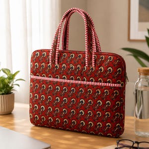 Handmade Block Print Laptop Bag | Cotton Boho Everyday Laptop bag |