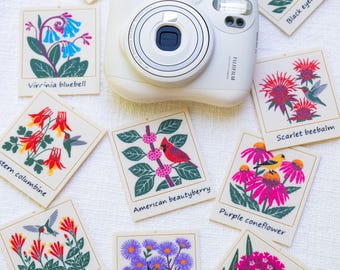 Native Plant Markers – Polaroid Style, Wildlife Garden Art (3D Printed), 15+ Designs