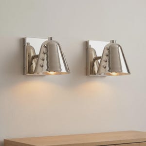 Mid Century Modern Cone Wall Sconce with Rivet Accents, Polished Chrome Finish