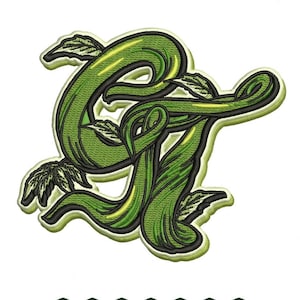 Snake Embroidery Digital Design, Green Serpent Vine Machine Embroidery File, Leaf Monogram Pattern, PES DST Instant Download