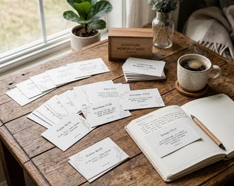 Christian Scripture Memory Cards | 52 Weekly Bible Verses (Printable)