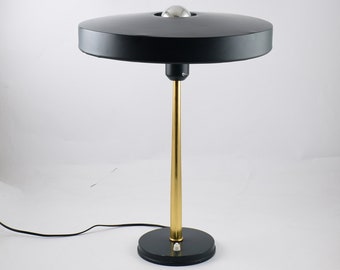 Philips mid century modern kallf timor table lamp, great design dark green olive desk lamp