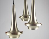 Cascade suspension lamp with three aluminum lights cascading light from the 1970s