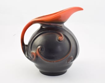 Art Deco Keramikvase, schwarze und rote Porzellanvase von Mosa Maastricht