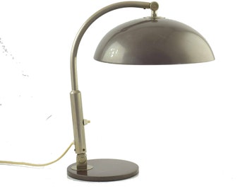 Hala Desk lamp Model 144 designed Busquet, famous dark grayish-brown and chrome design table light from The Netherlands