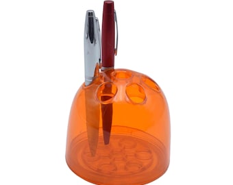 Orange transparent Dedalino pencil box Artemide design Emma Gismondi Schweinberger