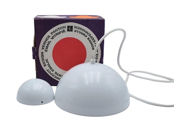 Original White enamel on steel Flowerpot from Verner Panton for Louis Poulsen. Original Danish enamel version